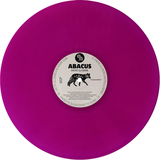 Lado B del vinilo 12" Abacus – Erotic Illusions en sello Phonogramme, etiqueta central con figura felina, créditos y referencia Phonogramme67 visibles.