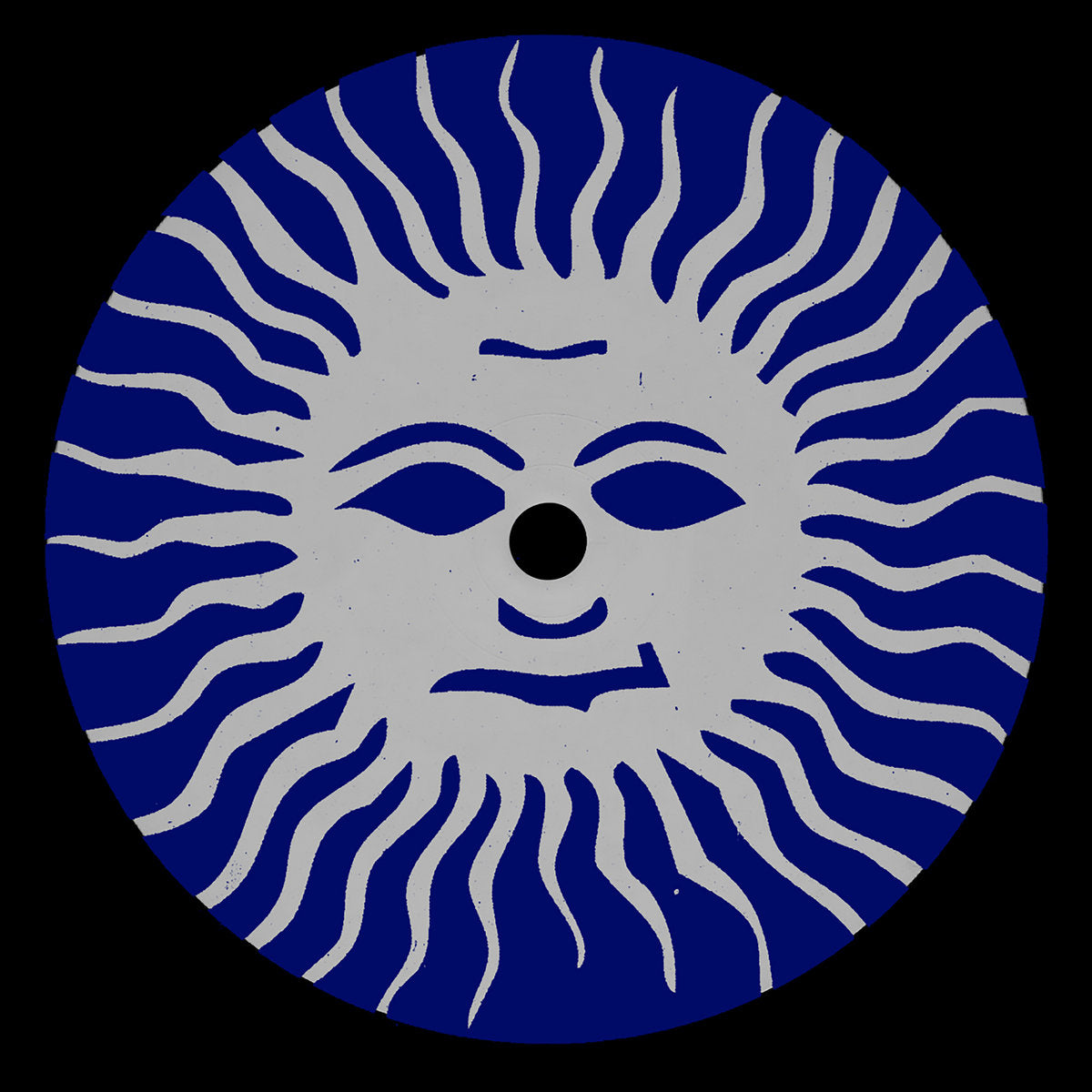 Etiqueta central lado B del vinilo Alek Lee – Cold Feet con diseño gráfico del sol en azul y gris, estética limpia y sello Isle Of Jura visible.