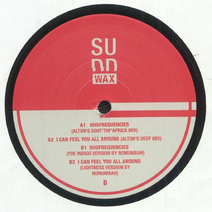 Contraportada del vinilo "Last Africa Jams" de Alton Miller en sello Sudd WAX (12"). Muestra la lista de canciones y detalles de los créditos.