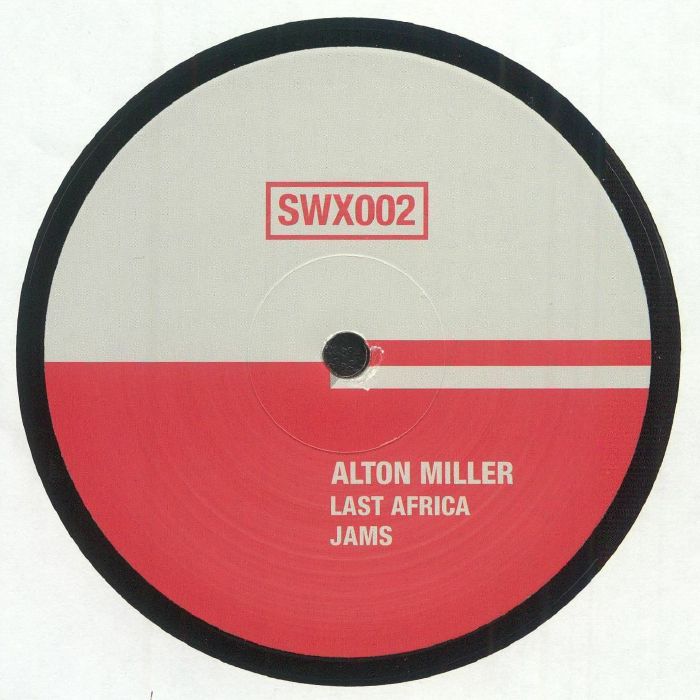 Portada del vinilo "Last Africa Jams" de Alton Miller, publicado por el sello Sudd WAX en formato 12". Diseño minimalista con tipografía clara.