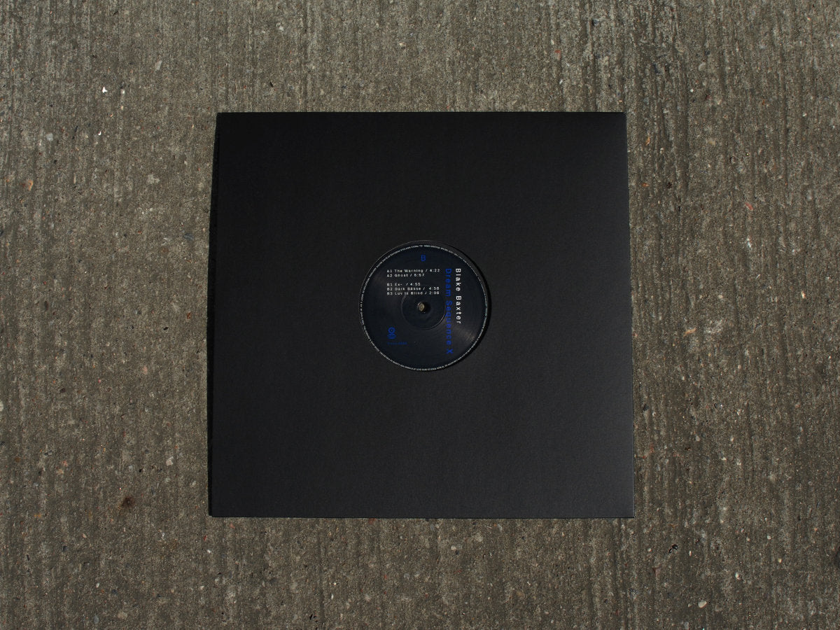 Contraportada del vinilo Blake Baxter – Dream Sequence X en Tresor, funda negra minimalista con vista del lado B a través del centro.