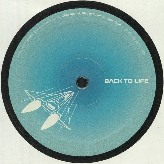 Lado B del vinilo Chez Damier & Stacey Pullen – Forever Monna, con etiqueta azul y logotipo de Back To Life.