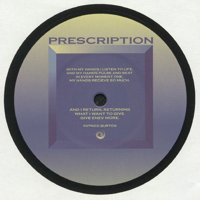 Contraportada del vinilo Hip To Be Disillusioned Vol. 1 por Chez Damier y Ron Trent. Publicado bajo Prescription, formato 12 pulgadas. Texto de Patrick Burton sobre conexión y creatividad.