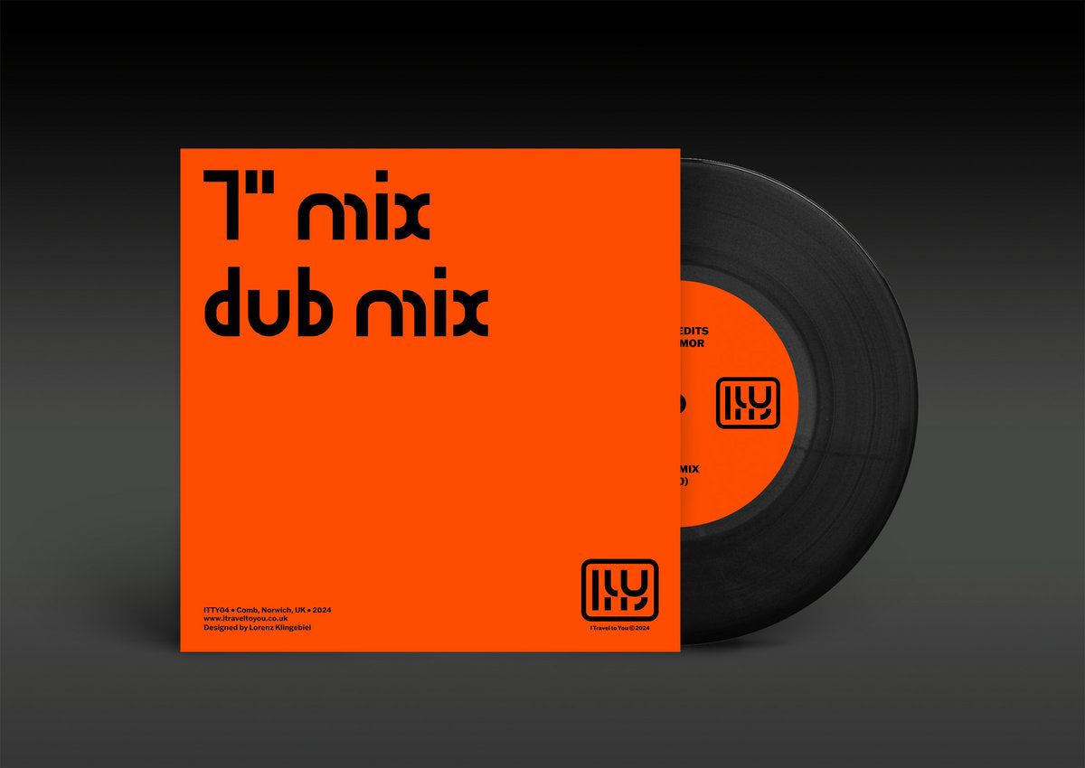 Vista del vinilo Comb Edits – Por Amor con contraportada mostrando las pistas y parte de la etiqueta central en una edición 7" nítida.