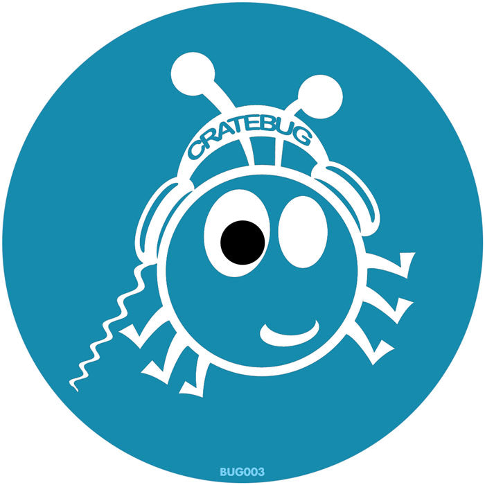 Portada trasera del vinilo Cratebug – Cratebug Edits, del sello Bug Records (CHGO), edición 12" verde. Texto impreso: CRATEBUG.