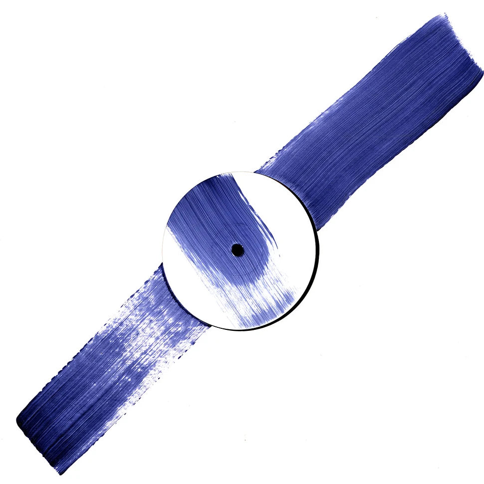 Pintura violeta trazada a mano sobre la portada del vinilo Ernesto – 1999 Love Story EP, edición limitada de SOUR Records.