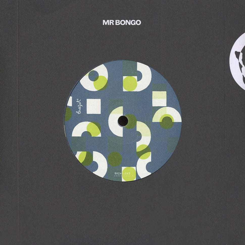 Diseño gráfico del lado B del vinilo 7" sencillo Evinha – Esperar Pra Ver / Que Bandeira, edición de Mr Bongo con arte geométrico retro.