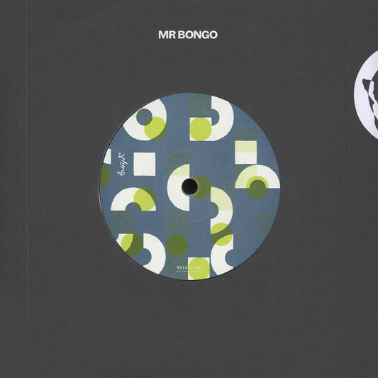 Diseño gráfico del lado B del vinilo 7" sencillo Evinha – Esperar Pra Ver / Que Bandeira, edición de Mr Bongo con arte geométrico retro.