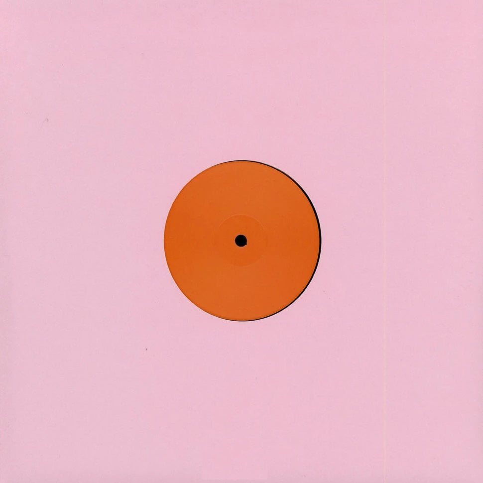 Contraportada del vinilo ex_libris – 002, edición limitada 12” con diseño limpio y etiqueta central naranja sobre fondo rosa.