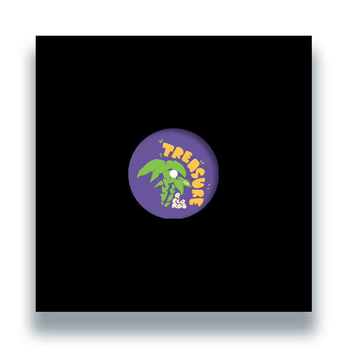 Portada del vinilo F.R. – Treasure EP 9 en formato 12", con diseño llamativo de Treasure Records: palmera ilustrada en el centro del sobre negro con etiqueta visible.