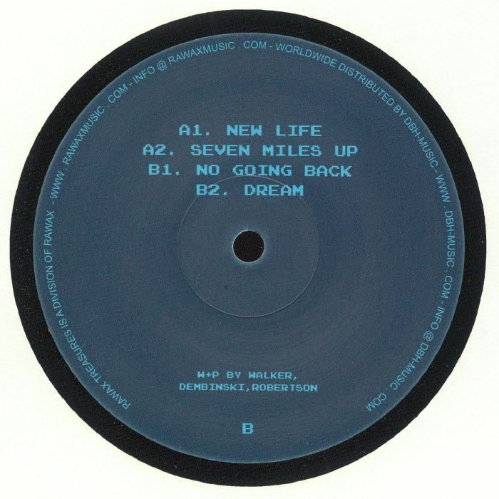 Contraportada del vinilo 12" Fresh & Low - Little 'i' EP. Publicado por Rawax. Incluye lista de canciones y créditos.