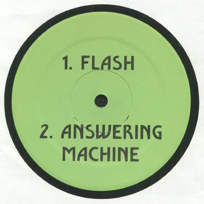 Etiqueta central lado B del vinilo Green Velvet – I Want To Leave My Body, edición White Label 12", Reimpresión, en fondo verde con listado de temas: “1. Flash” y “2. Answering Machine”.