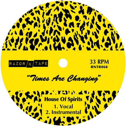 Lado A del vinilo 12" de House Of Spirits, ideal para sets cálidos y profundos. Texto impreso: “Times Are Changing – Lado A”.