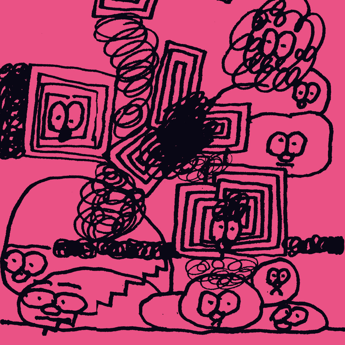 Portada delantera del vinilo Jacy – One Kiss de Smallville Records en formato 12". Arte abstracto en tonos rosa y negro.