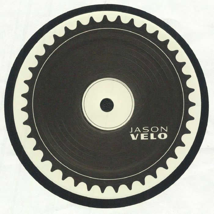 Etiqueta central del vinilo Jason Velo – Gear One 12” con diseño gráfico minimalista en blanco y negro del lado opuesto.