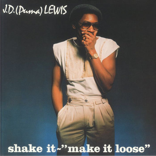 Portada delantera del vinilo Shake It - "Make It Loose" de J.D. (Puma) Lewis, lanzado por el sello The Outer Edge. Diseño elegante con foto del artista.