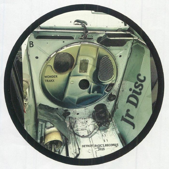 Etiqueta central lado B del vinilo JR Disc – Bust / Wonder Trakx 12" en Detroit Basics, mostrando el título Wonder Trakx y detalles de catálogo.