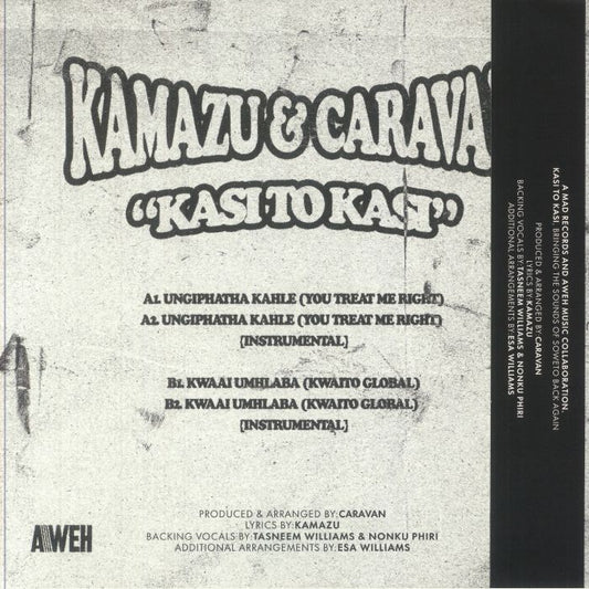 Contraportada del vinilo Kamazu & Caravan – Ungiphatha Kahle con listado de pistas, créditos y sello M.A.D Records.