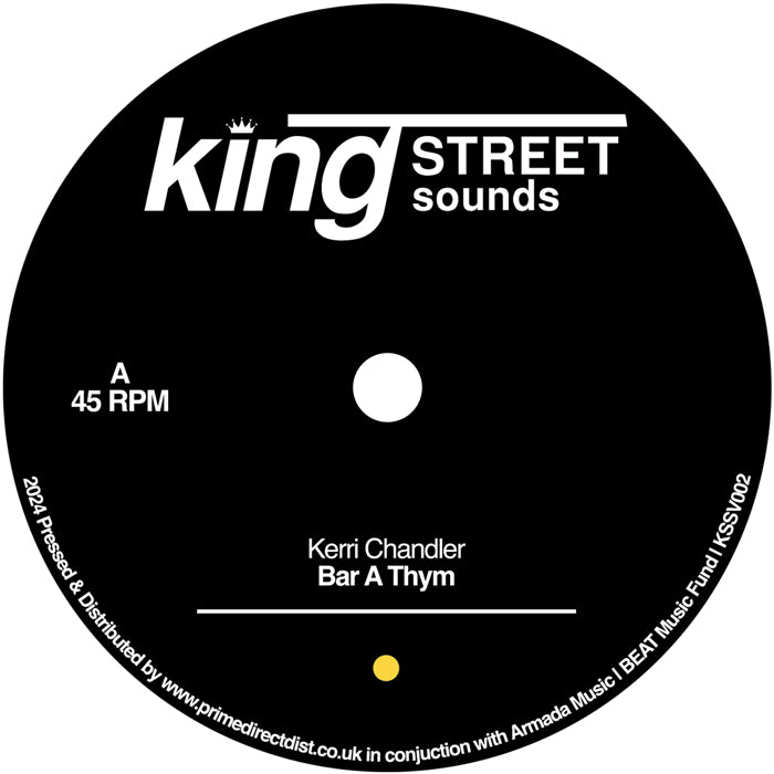 Portada delantera del vinilo con diseño urbano neoyorquino. Kerri Chandler – Bar A Thym, publicado por BPM King Street Sounds en formato 12".