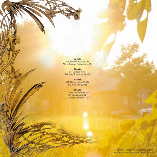 Portada trasera del vinilo Los Hermanos - On Another Level, lanzado por el sello Los Hermanos en formato 2xLP. Incluye la lista de canciones y créditos sobre un fondo cálido y soleado.