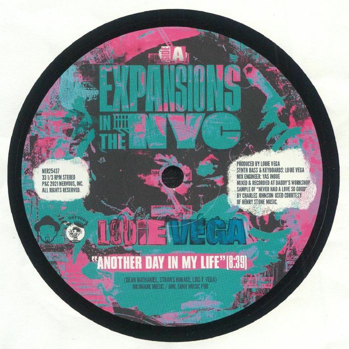 Portada delantera del vinilo de Louie Vega, Expansions In The NYC, lanzado por Nervous Records. Texto impreso: Another Day In My Life.