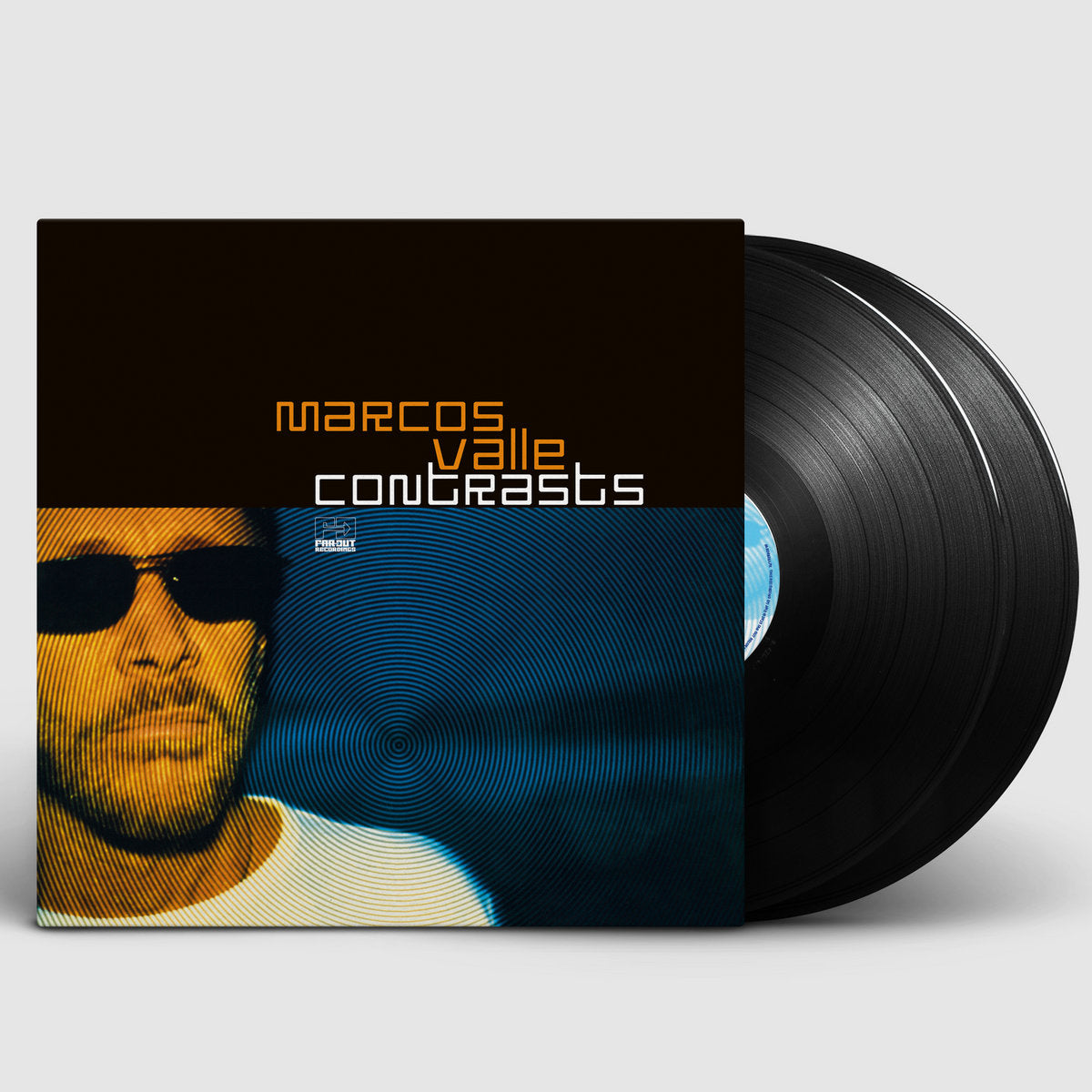 Vinilo Marcos Valle – Contrasts en formato 12" LP Far Out Recordings, funda desplegada mostrando los discos parcialmente.
