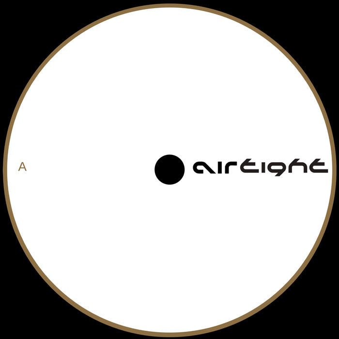 Etiqueta central lado A del vinilo Marshall Jefferson vs Noosa Heads – Mushrooms en formato 12", reedición del sello Airtight, con diseño minimalista y logo estilizado.