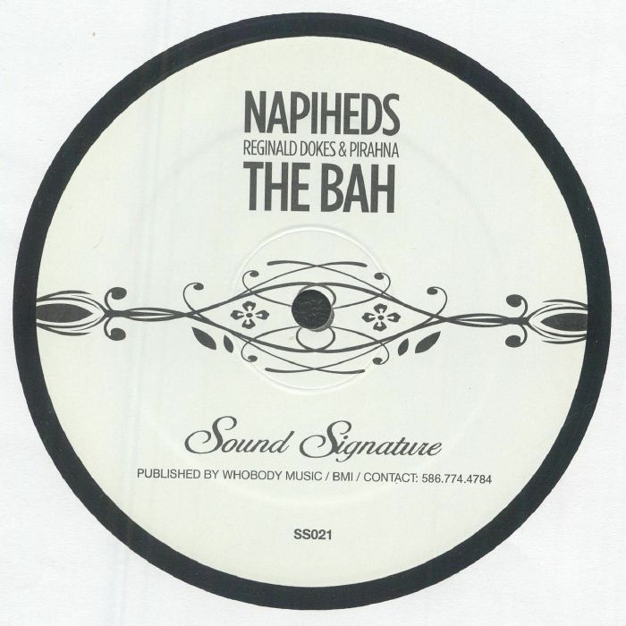 Lado B del vinilo Napiheds – I See Heaven 12" en Sound Stream, label blanca con The Bah, diseño ornamental negro y referencia SS021.