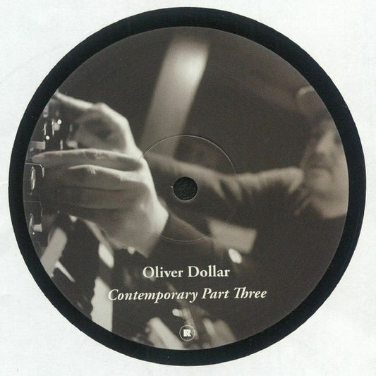 Portada delantera del vinilo Oliver Dollar – Contemporary Part Three editado por Rekids en formato 12". Texto impreso: créditos de producción y lista de temas de los lados A y B.