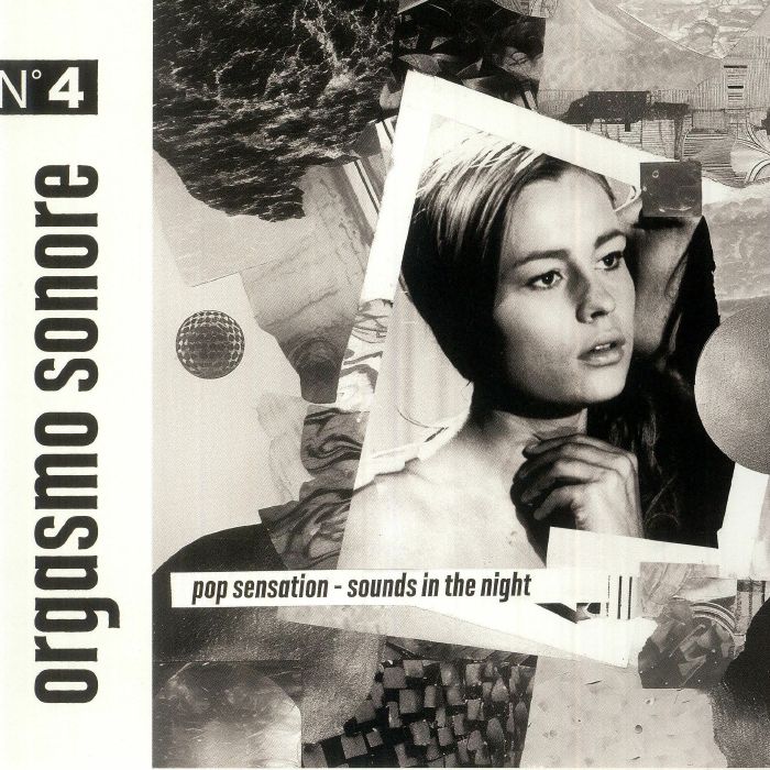 Portada delantera del vinilo Orgasmo Sonore – Pop Sensation / Sounds In The Night, lanzado por Farfalla Records en formato 7". Diseño en collage con estética vintage y cinematográfica.