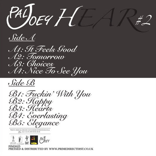 Contraportada del vinilo Pal Joey – Hear Again con listado completo de temas del LP y créditos visibles del sello Pal Joey Music.