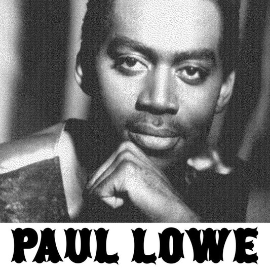 Primer plano en blanco y negro de Paul Lowe en la portada del vinilo Paul Lowe – Let's Work It Out / Make Things Better.