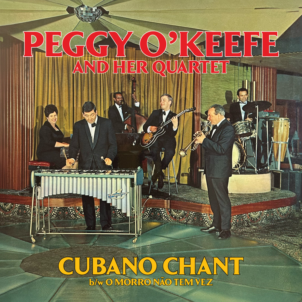 Portada del vinilo Peggy O'Keefe – Cubano Chant en Panorama, 7", 45 RPM, reedición remasterizada, con foto en vivo de la banda.