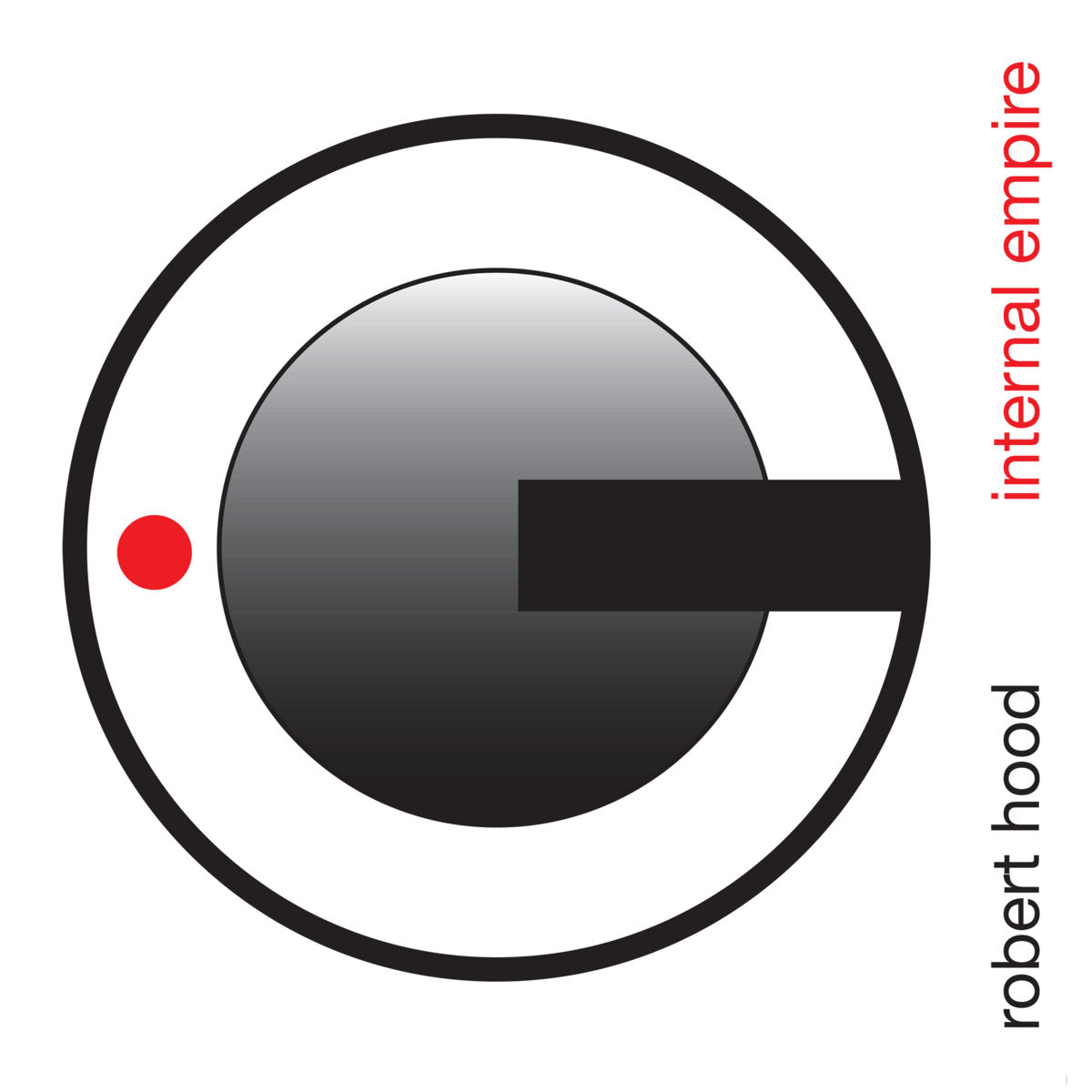 Portada minimalista del vinilo Robert Hood – Internal Empire, con arte gráfico icónico y diseño geométrico.