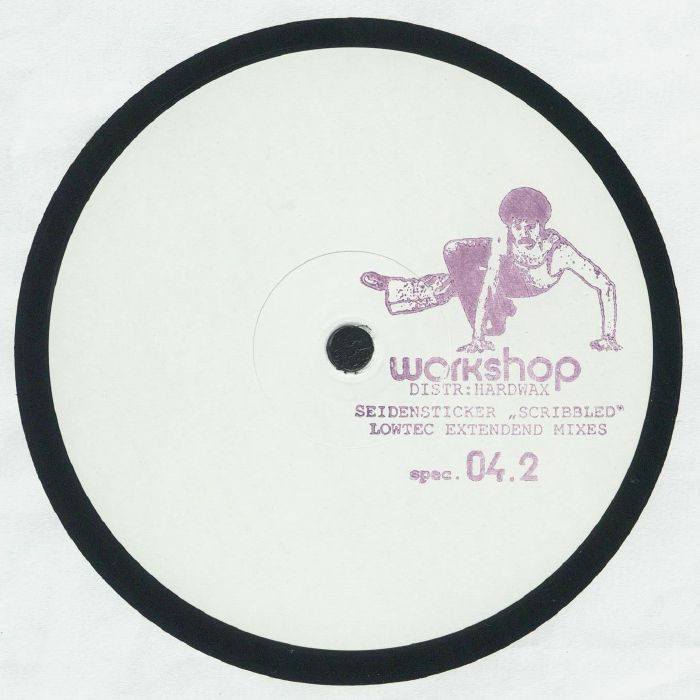 Portada delantera del vinilo Seidensticker - Scribbled Lowtec Extended Mixes spec. 04.2, lanzado por Workshop. Diseño minimalista con texto impreso del título y sello.