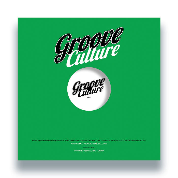 Funda verde del vinilo Shabi – Funky Grooves EP en 12" de Groove Culture Music con logo centrado visible a través del corte circular.