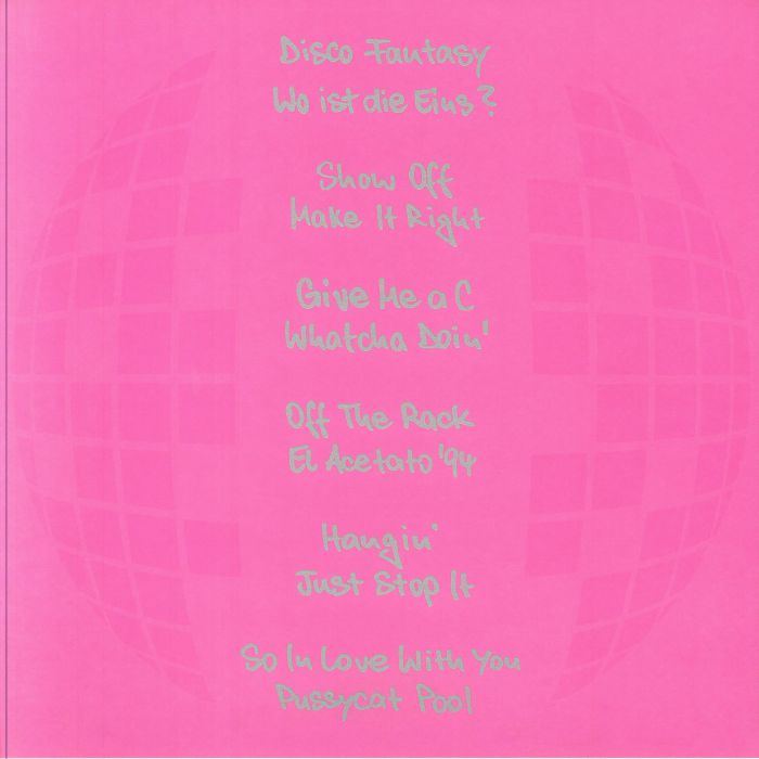 Contraportada del vinilo Sound Stream – Disco Fantasy de Sound Stream. Incluye la lista de canciones con tipografía estilizada sobre un fondo rosado.