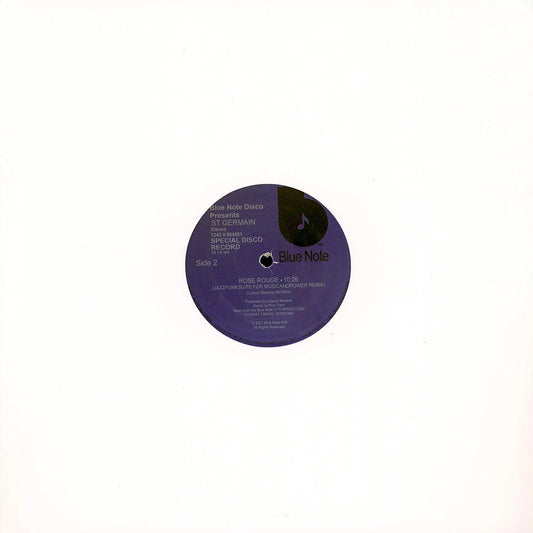 Contraportada del vinilo St Germain – Rose Rouge (Remixes By Atjazz, Ron Trent), con etiqueta del lado B.