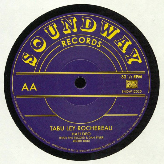 Etiqueta del lado B del vinilo Steve Monite / Tabu Ley Rochereau – Only You / Hafi Deo del sello Soundway. Contiene “Hafi Deo (Nick the Record & Dan Tyler Re-Edit Dub)”.