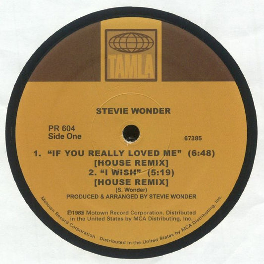 Portada delantera del vinilo Stevie Wonder – If You Really Loved Me (House Remix) lanzado por Tamla en formato 12". Diseño clásico con etiqueta central Tamla.