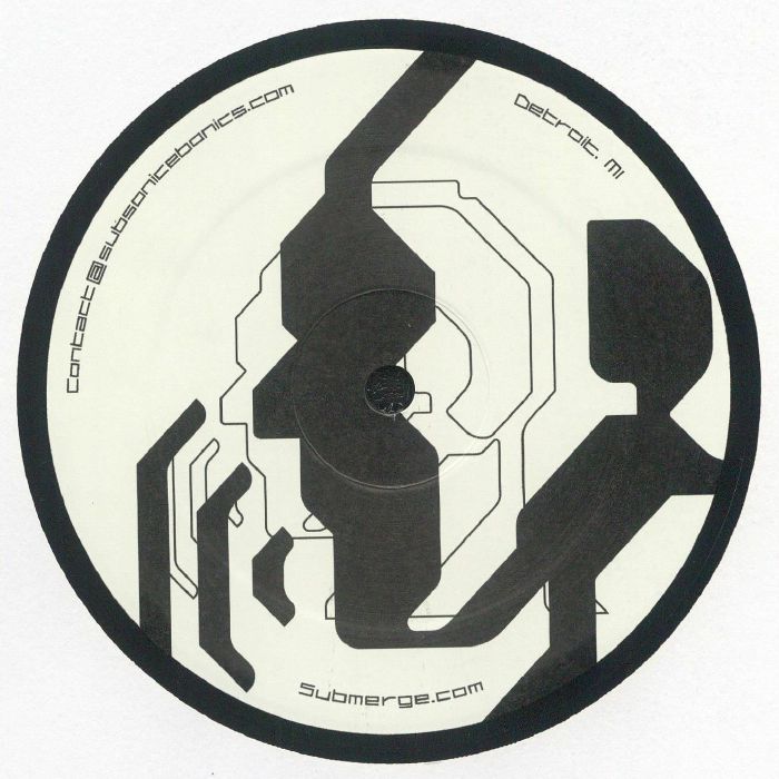 Lado B del vinilo Strange & Huey – State Of Emergency: diseño geométrico negro sobre fondo claro y texto Detroit, MI.