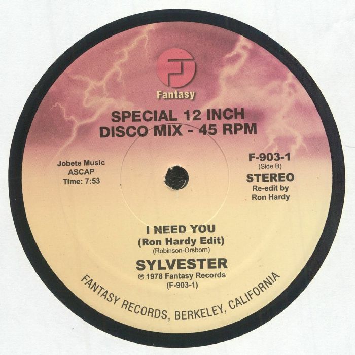 Lado B del vinilo con el edit de “I Need You” por Ron Hardy. Re-edición especial para DJs.
