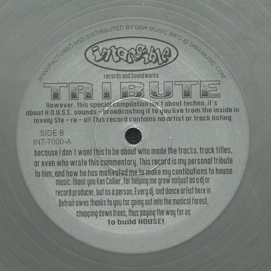 Contraportada del vinilo Terrence Parker – Tribute, publicado por Intangible Records & Soundworks. Presenta detalles sobre el tributo a Ken Collier.