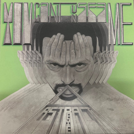 Portada delantera del vinilo The Abstract Eye – You Can't Unsee Me, lanzado por el sello Technoindigenous Studies en formato 2xLP. Diseño con ilustración psicodélica y tipografía futurista.