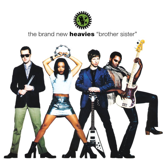 Portada delantera del vinilo The Brand New Heavies – Brother Sister, lanzado por London Records en formato 2xLP. Diseño vibrante con la banda en pose dinámica.
