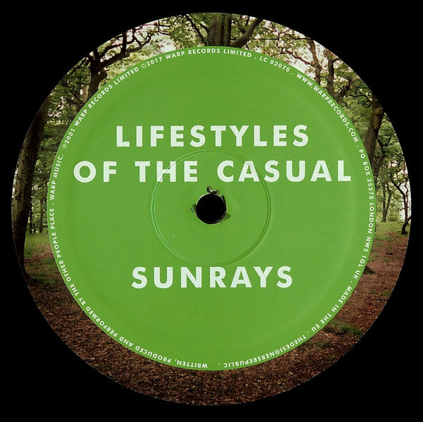 Lado D del vinilo The Other People Place – Lifestyles Of The Laptop Café con etiqueta verde y los temas “Lifestyles Of The Casual” y “Sunrays”.