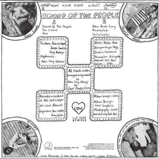 Contraportada del vinilo Udu – Sound Of The People con créditos, lista de pistas y sello Dig This Way Records.