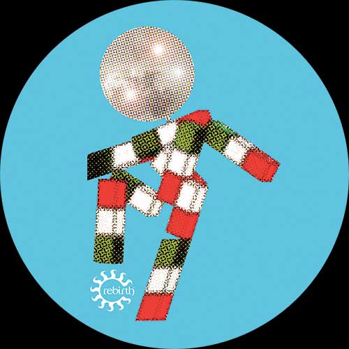 Etiqueta central lado B del vinilo 12" Varios Artistas – Ciao Italia (Generazioni Underground) (Bonus Tre) de Rebirth, con figura disco en fondo azul y logo del sello.