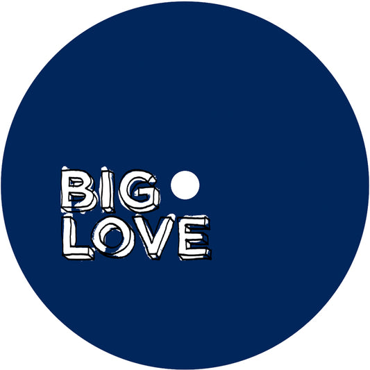 Lado B del vinilo Varios Artistas – A Touch Of Love EP8, etiqueta azul minimalista del sello Big Love con logotipo blanco dibujado a mano.