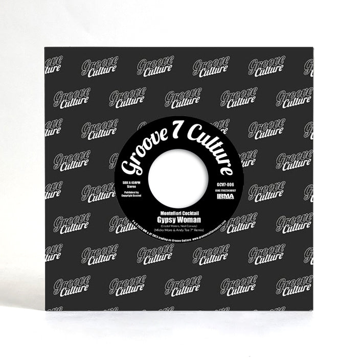 Funda frontal del vinilo Varios Artistas – Gypsy Woman / Special Love en Groove 7 Culture 7", 45 RPM, con diseño repetitivo del logo en fondo negro.